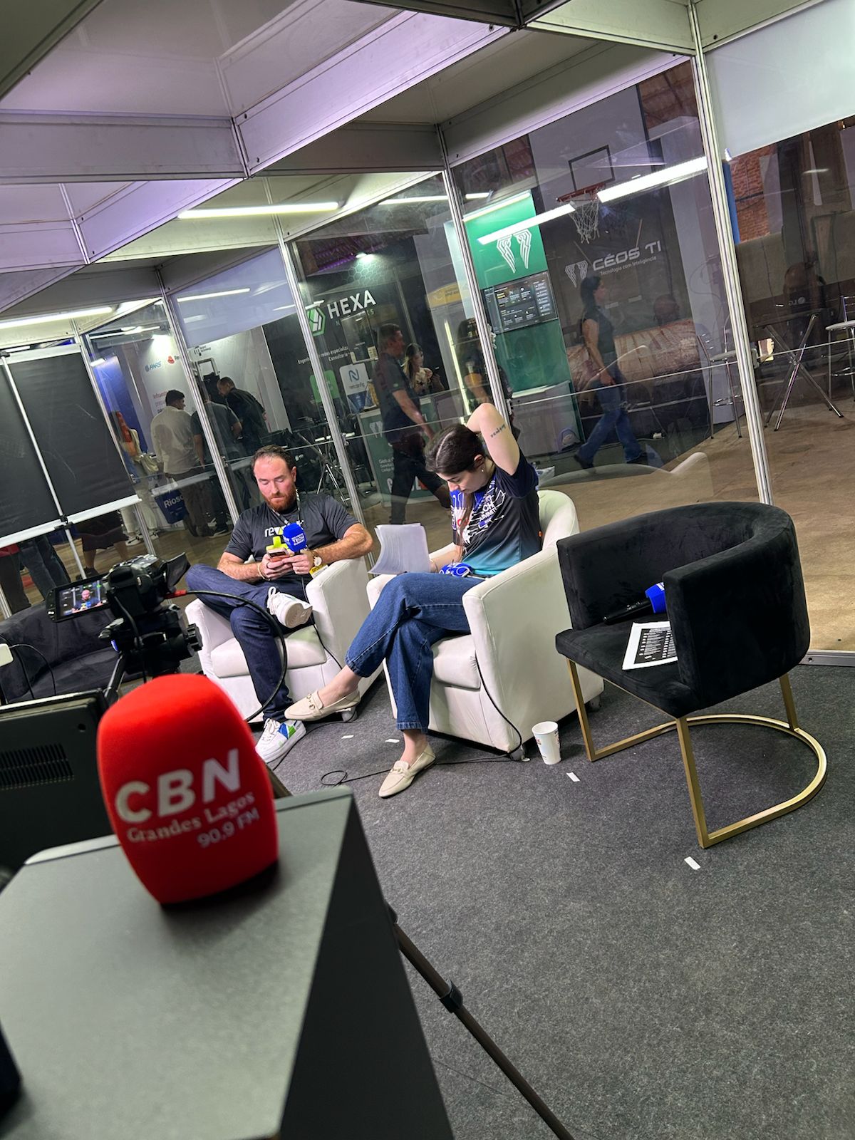 Entrevista ao vivo na CBN durante o evento